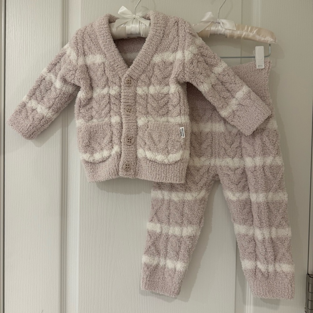 Gelato Pique Kids & Baby Alan Baby Fluffy Cardigan and Long Pants Set Light Pink